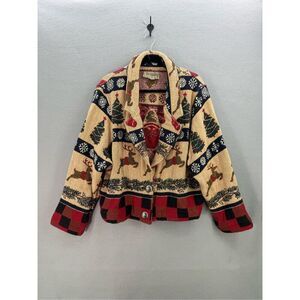 Vintage Painted Pony Womens Tapestry Orvis Christmas Cotton Jacket One Size